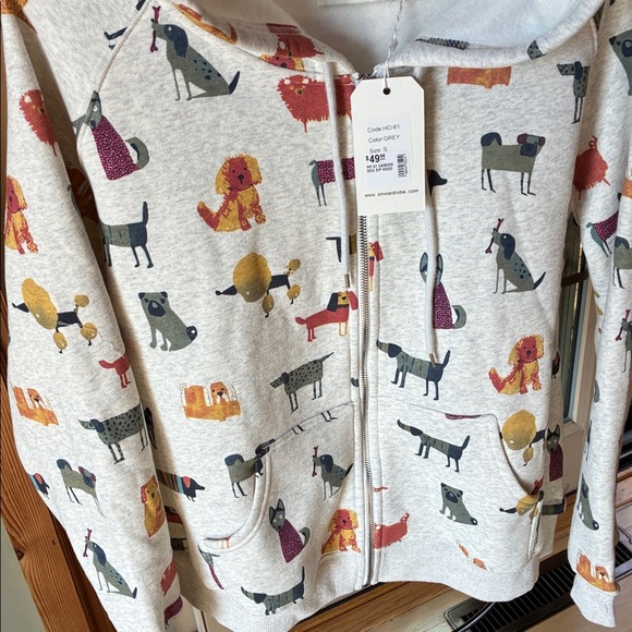 SM Wardrobe Dog Print Zip-Up Sz. S Hoodie NWT‎ - Picture 5 of 14